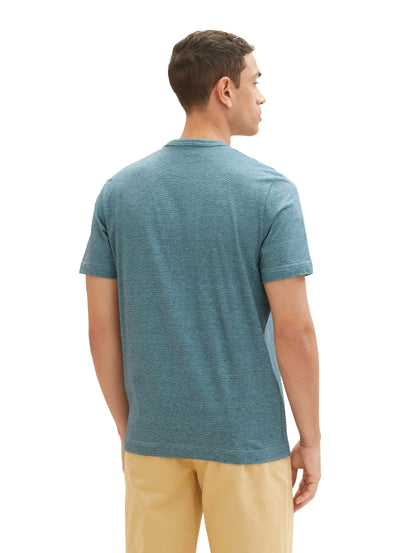 Tom Tailor Navy Blue Stone Fine Stripe Men T-Shirt with a Print SKU: 1035549_32011 Image 03