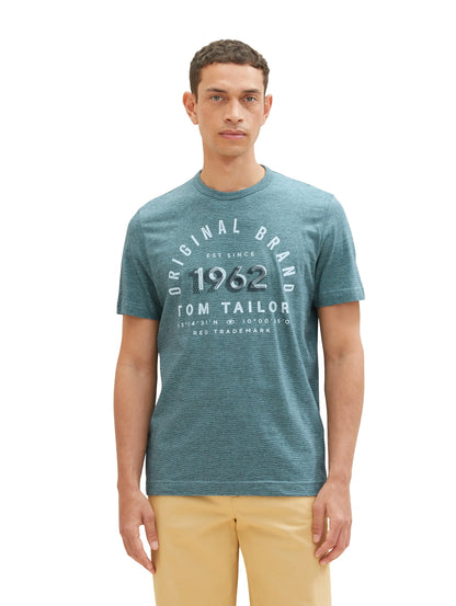 Tom Tailor Navy Blue Stone Fine Stripe Men T-Shirt with a Print SKU: 1035549_32011 Image 04
