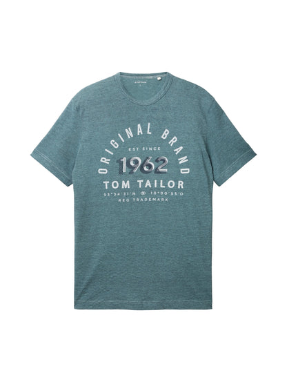 Tom Tailor Navy Blue Stone Fine Stripe Men T-Shirt with a Print SKU: 1035549_32011 Image 07