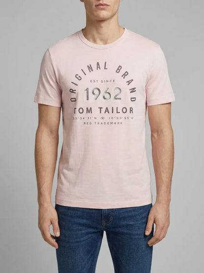 Tom Tailor Morning Pink Fine Stripe Men T-Shirt with a Print SKU: 1035549_32012 Image 00