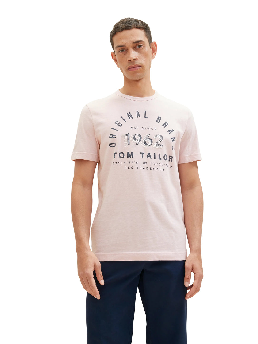 Tom Tailor Morning Pink Fine Stripe Men T-Shirt with a Print SKU: 1035549_32012 Image 01