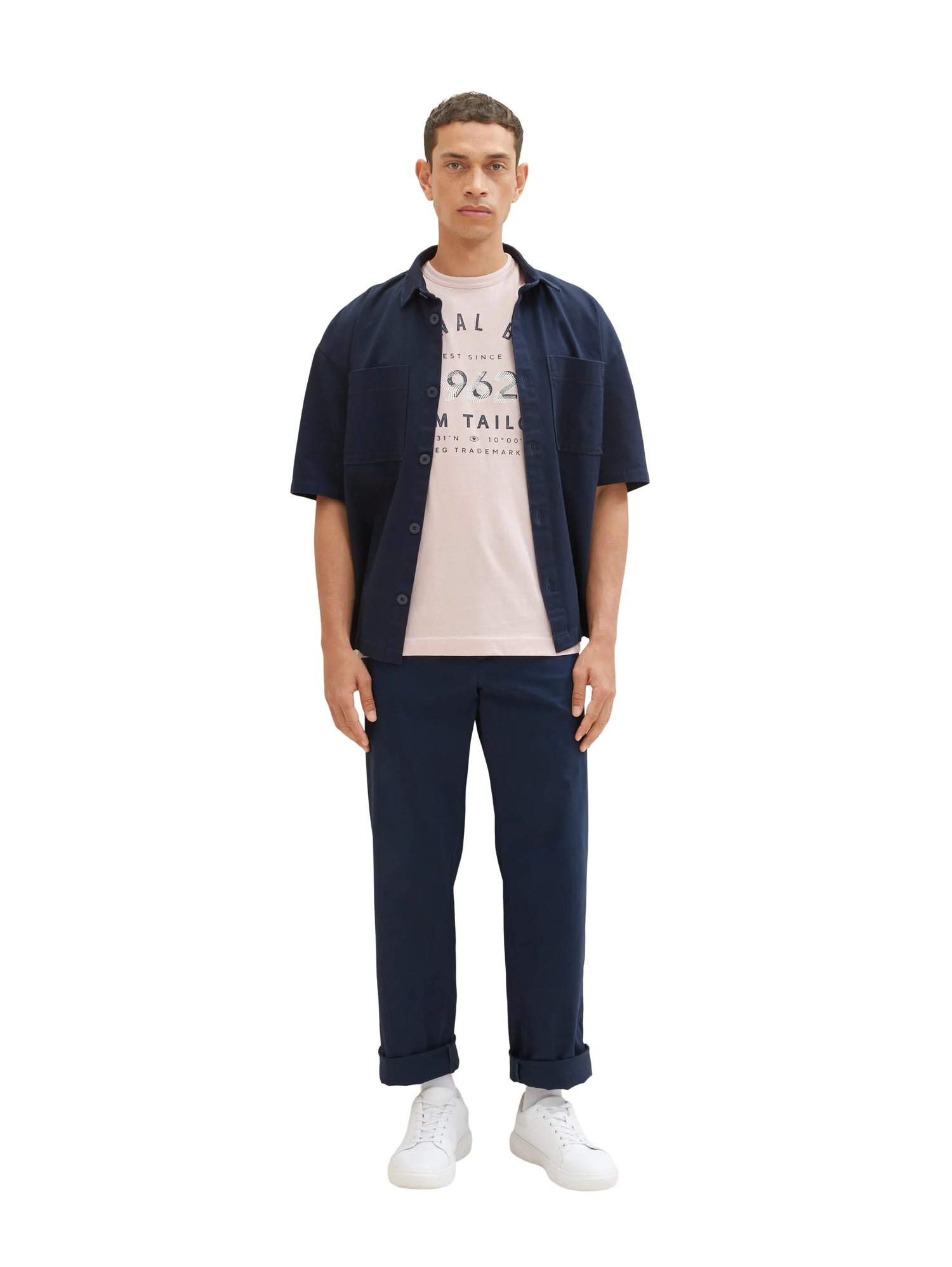 Tom Tailor Morning Pink Fine Stripe Men T-Shirt with a Print SKU: 1035549_32012 Image 02