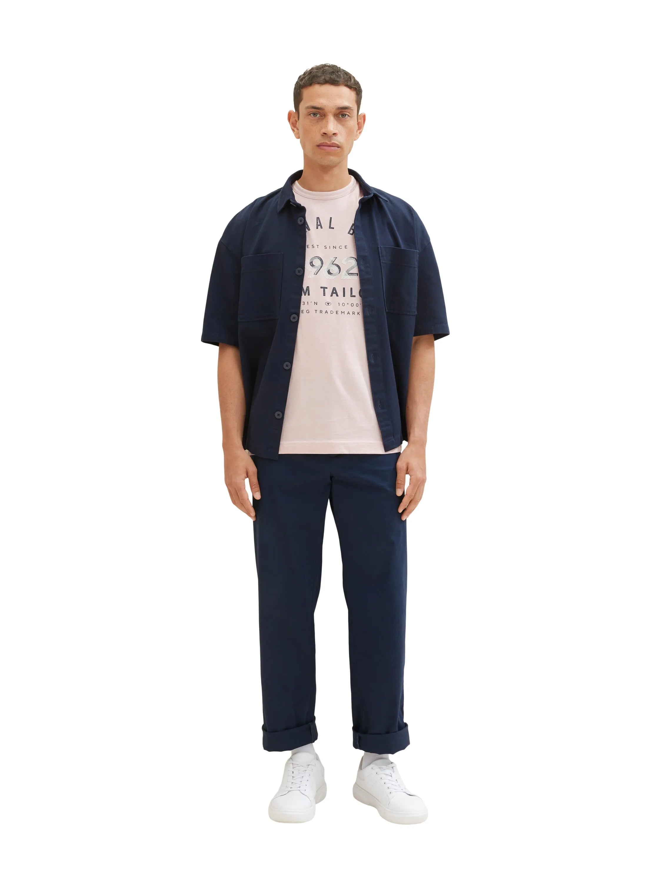 Tom Tailor Morning Pink Fine Stripe Men T-Shirt with a Print SKU: 1035549_32012 Image 02