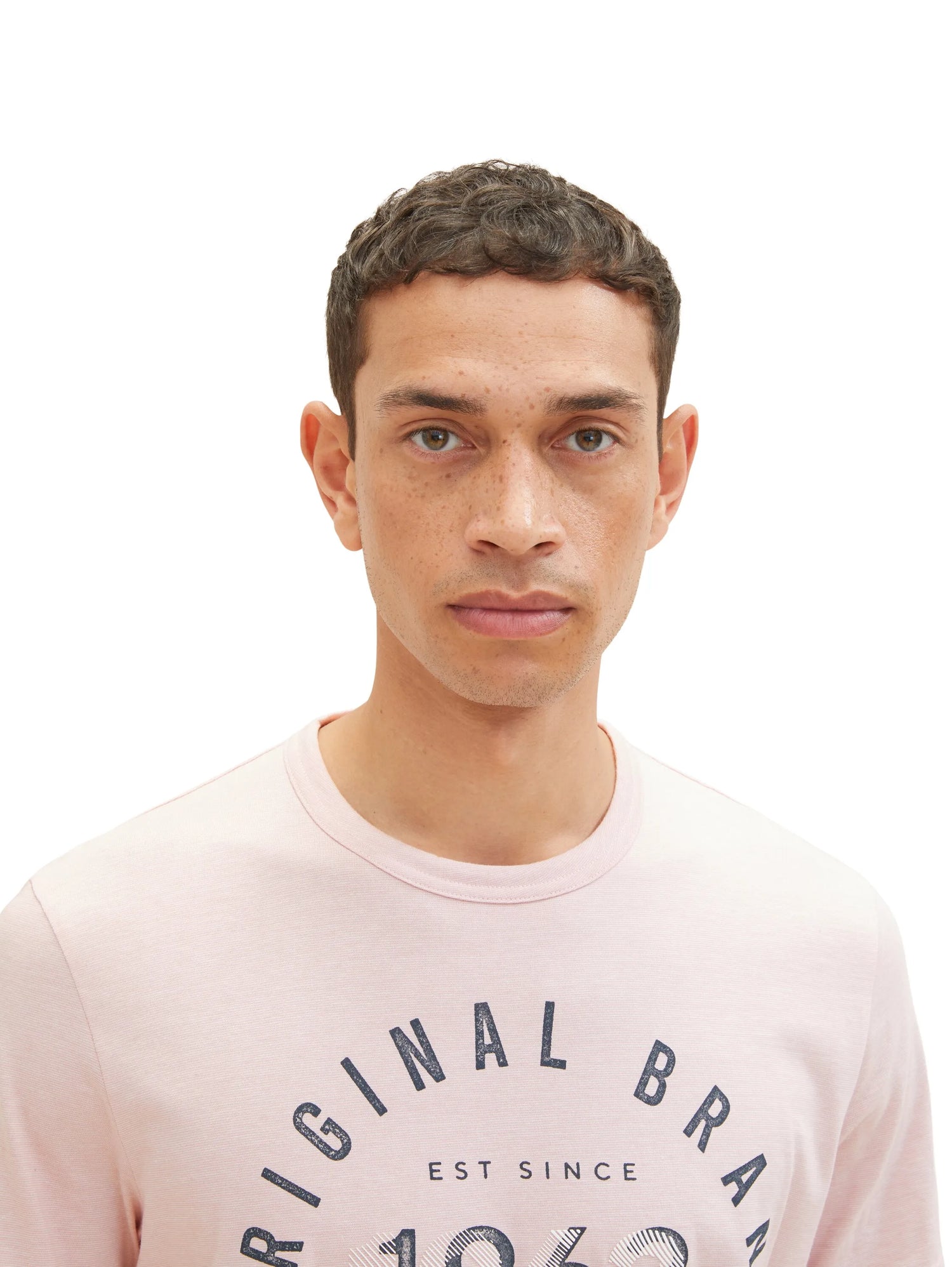 Tom Tailor Morning Pink Fine Stripe Men T-Shirt with a Print SKU: 1035549_32012 Image 04