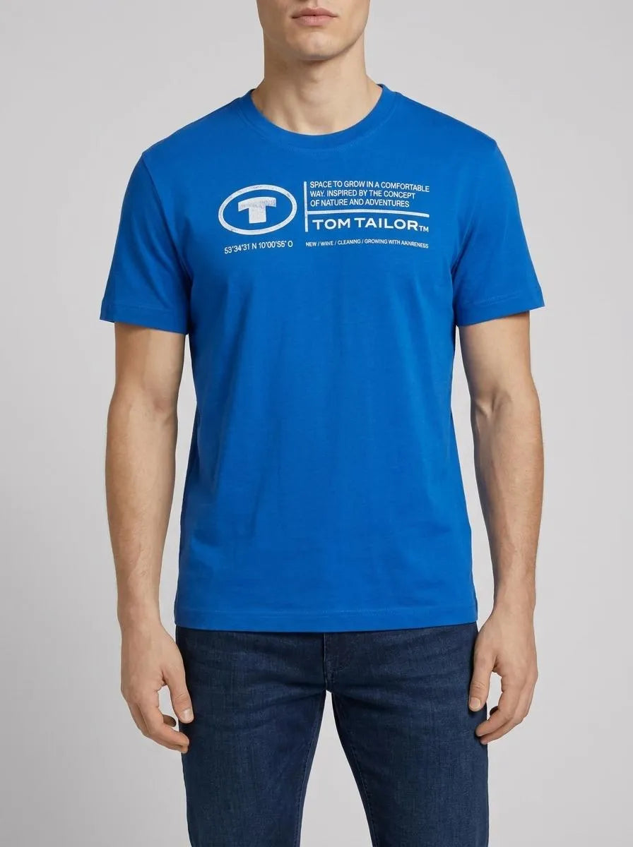 Tom Tailor Sure Blue Men T-Shirt with Logo Print SKU: 1035611_12393 Image 00