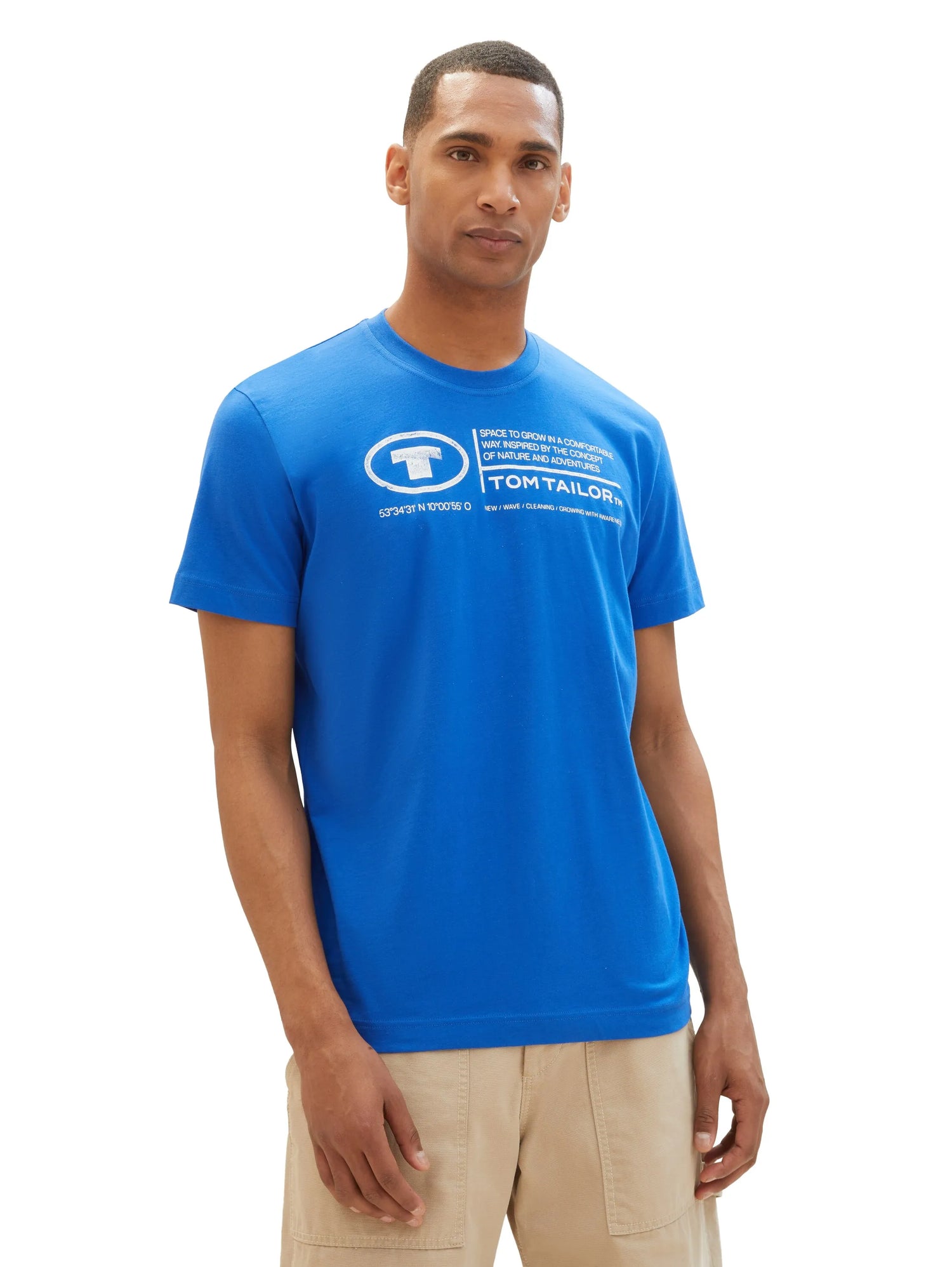 Tom Tailor Sure Blue Men T-Shirt with Logo Print SKU: 1035611_12393 Image 01