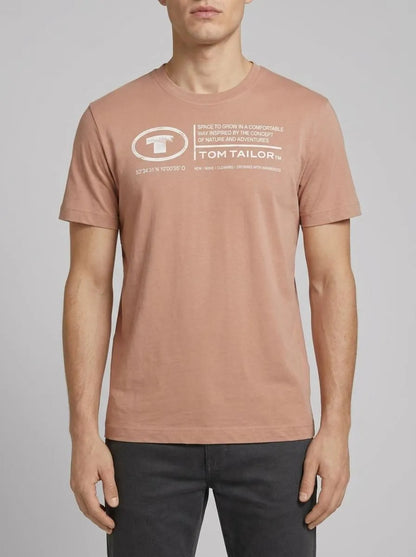Tom Tailor Desert Fawn Men T-Shirt with Logo Print SKU: 1035611_24048 Image 00