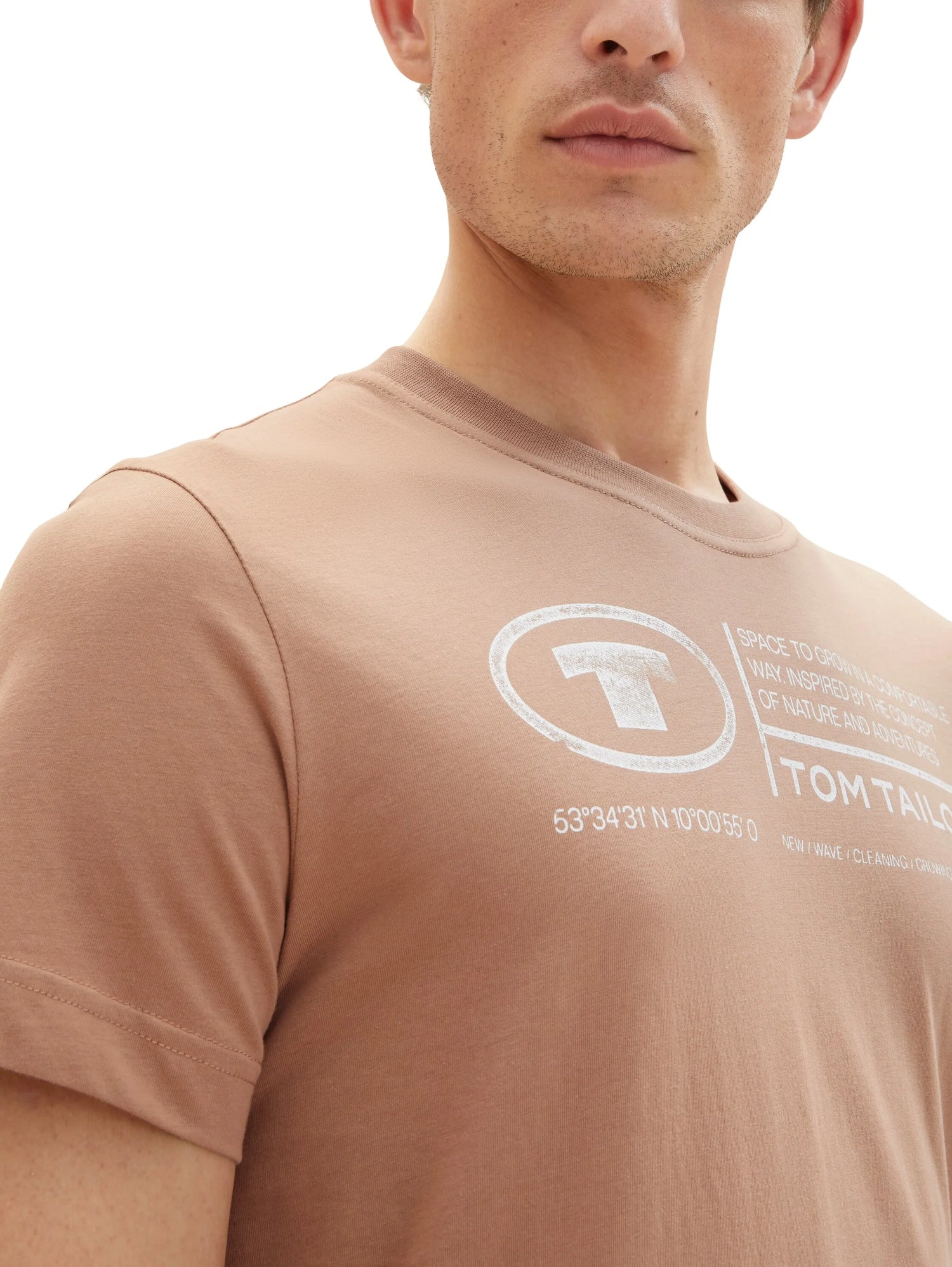 Tom Tailor Desert Fawn Men T-Shirt with Logo Print SKU: 1035611_24048 Image 02