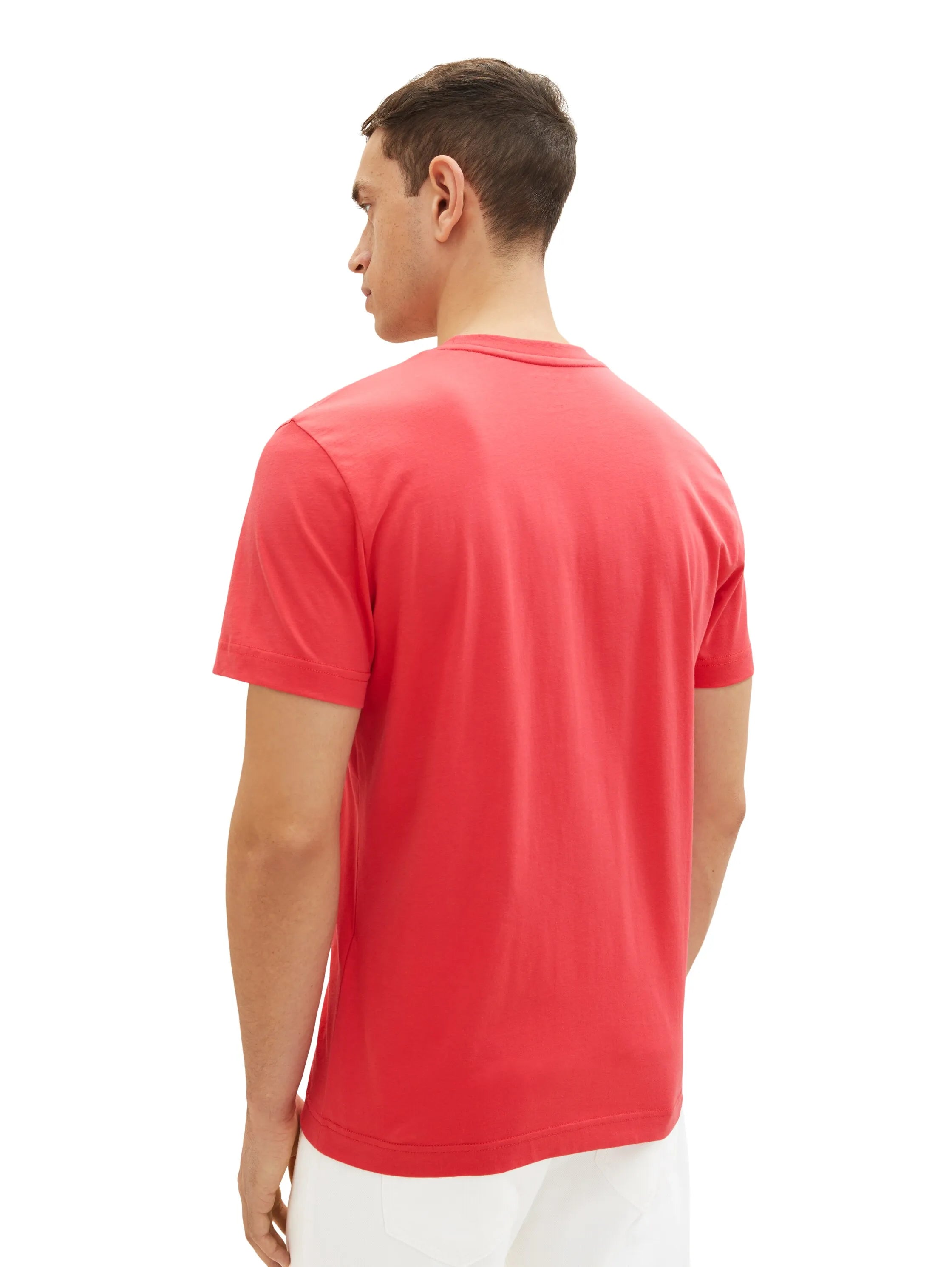 Tom Tailor Soft Berry Red Men T-Shirt with Logo Print SKU: 1035611_31045 Image 03