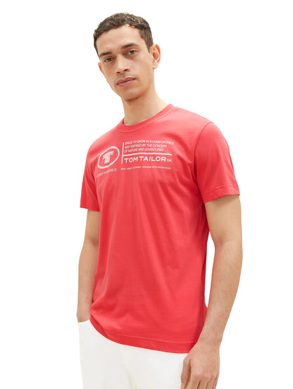 Tom Tailor Soft Berry Red Men T-Shirt with Logo Print SKU: 1035611_31045 Image 06
