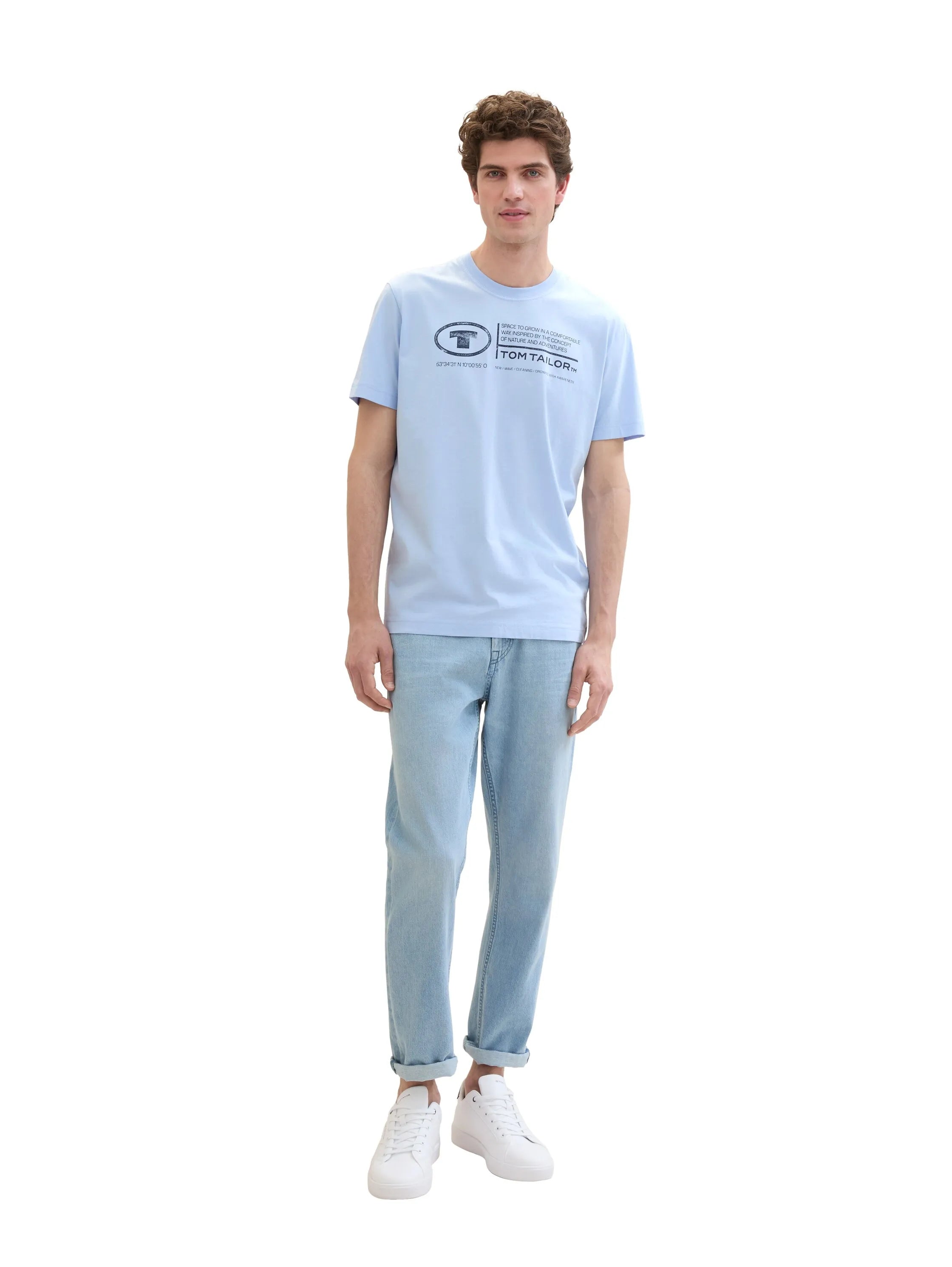 Tom Tailor Windsurf Blue Men T-Shirt with Logo Print SKU: 1035611_35271 Image 02