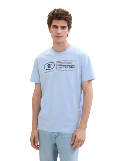 Tom Tailor Windsurf Blue Men T-Shirt with Logo Print SKU: 1035611_35271 Image 04