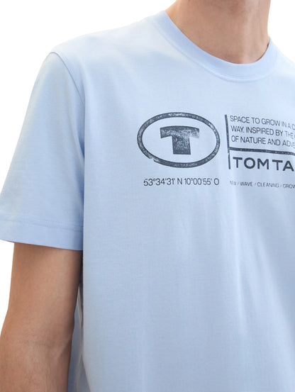 Tom Tailor Windsurf Blue Men T-Shirt with Logo Print SKU: 1035611_35271 Image 06