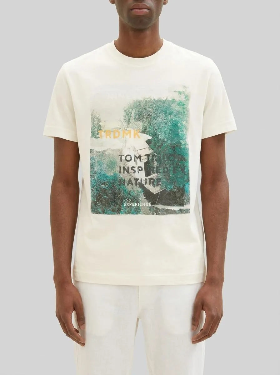 Tom Tailor Vintage Beige Men T-Shirt with a Photo Print SKU: 1035617_18592 Image 00