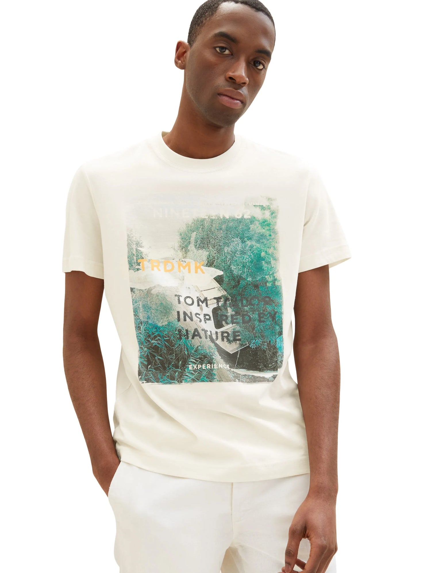 Tom Tailor Vintage Beige Men T-Shirt with a Photo Print SKU: 1035617_18592 Image 01