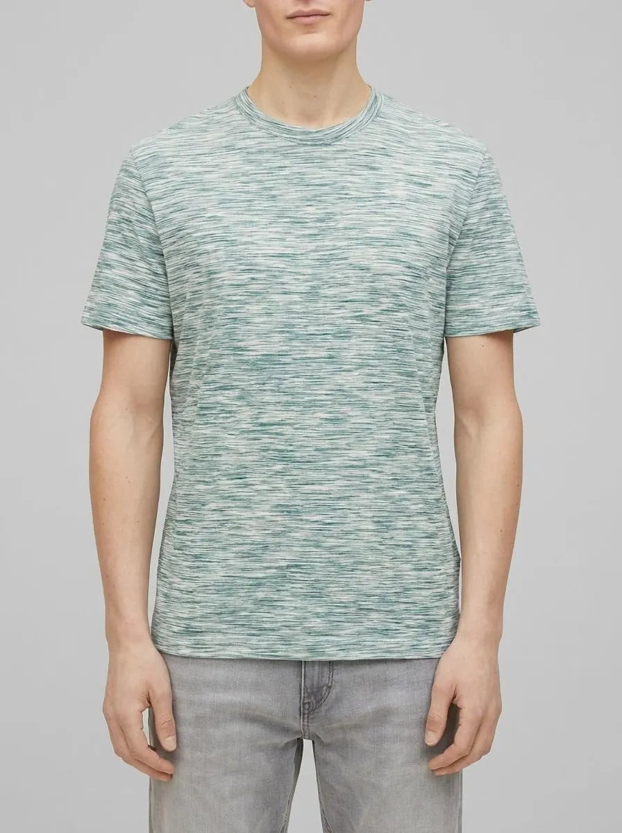 Tom Tailor Deep Blue Green Tonal Spacedye Men T-Shirt with a Spacedye Pattern SKU: 1035625_31463 Image 00