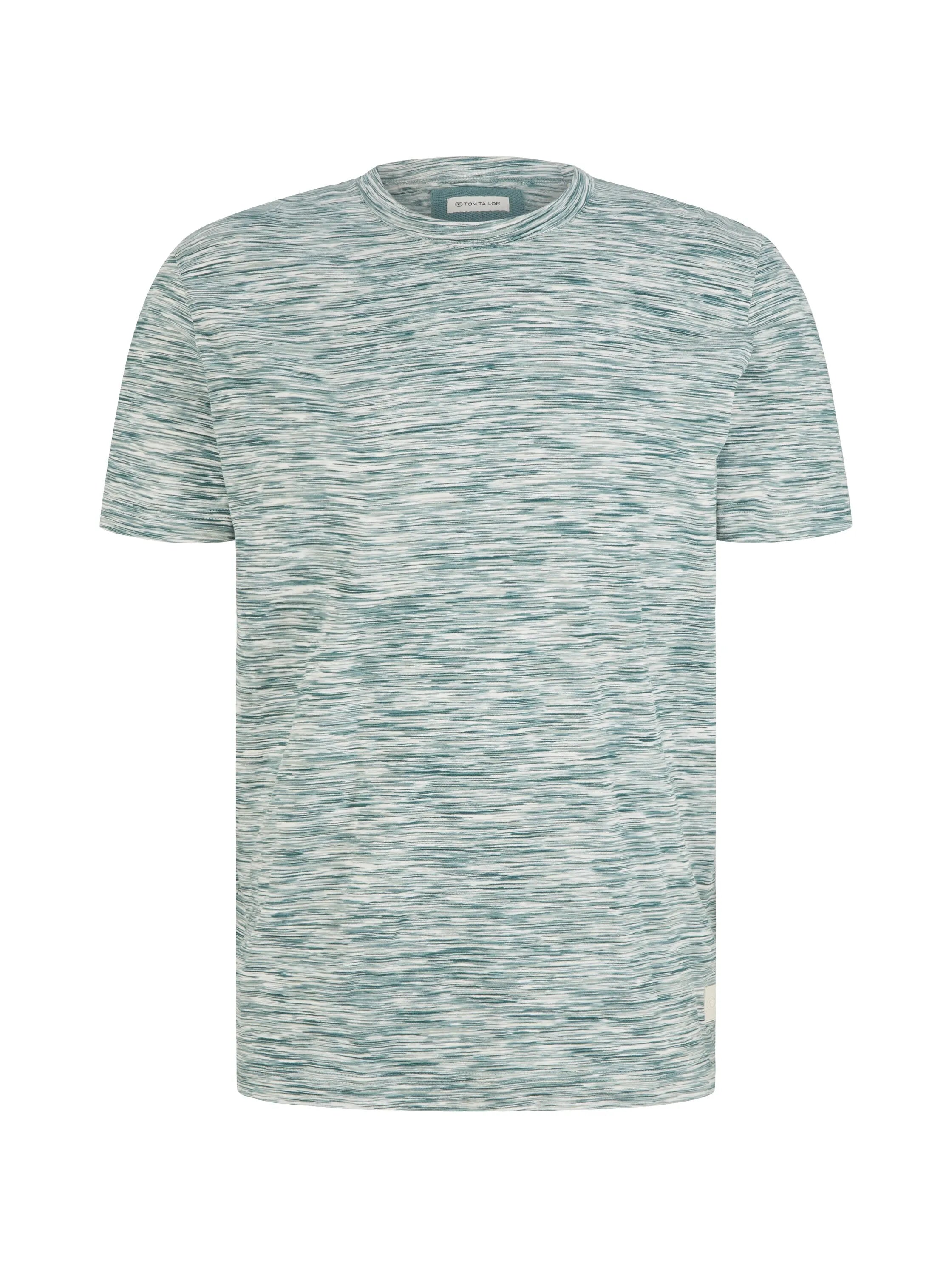 Tom Tailor Deep Blue Green Tonal Spacedye Men T-Shirt with a Spacedye Pattern SKU: 1035625_31463 Image 07