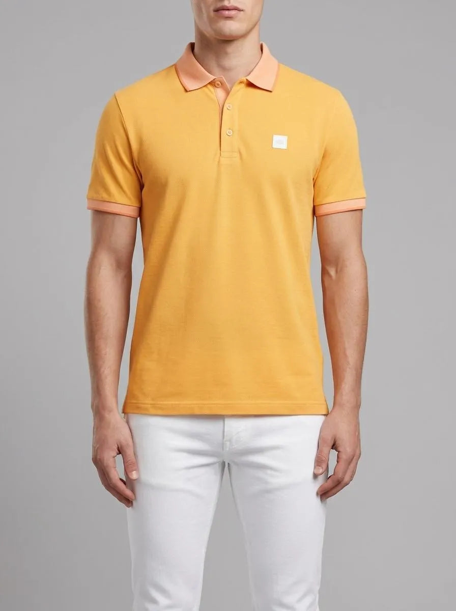 Tom Tailor Washed Out Orange Men Polo Shirt in a Melange Look SKU: 1035628_22225 Image 00