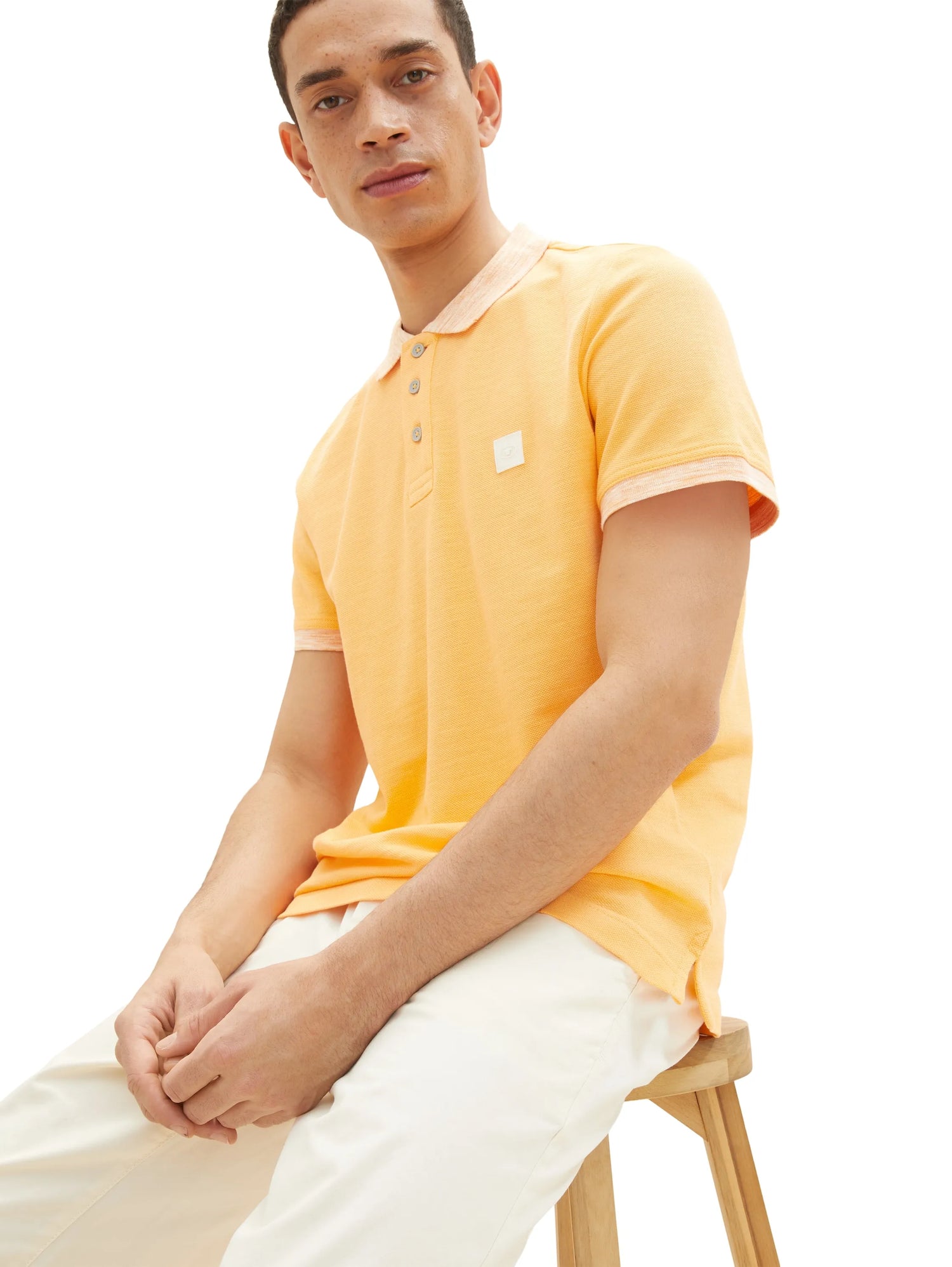 Tom Tailor Washed Out Orange Men Polo Shirt in a Melange Look SKU: 1035628_22225 Image 01