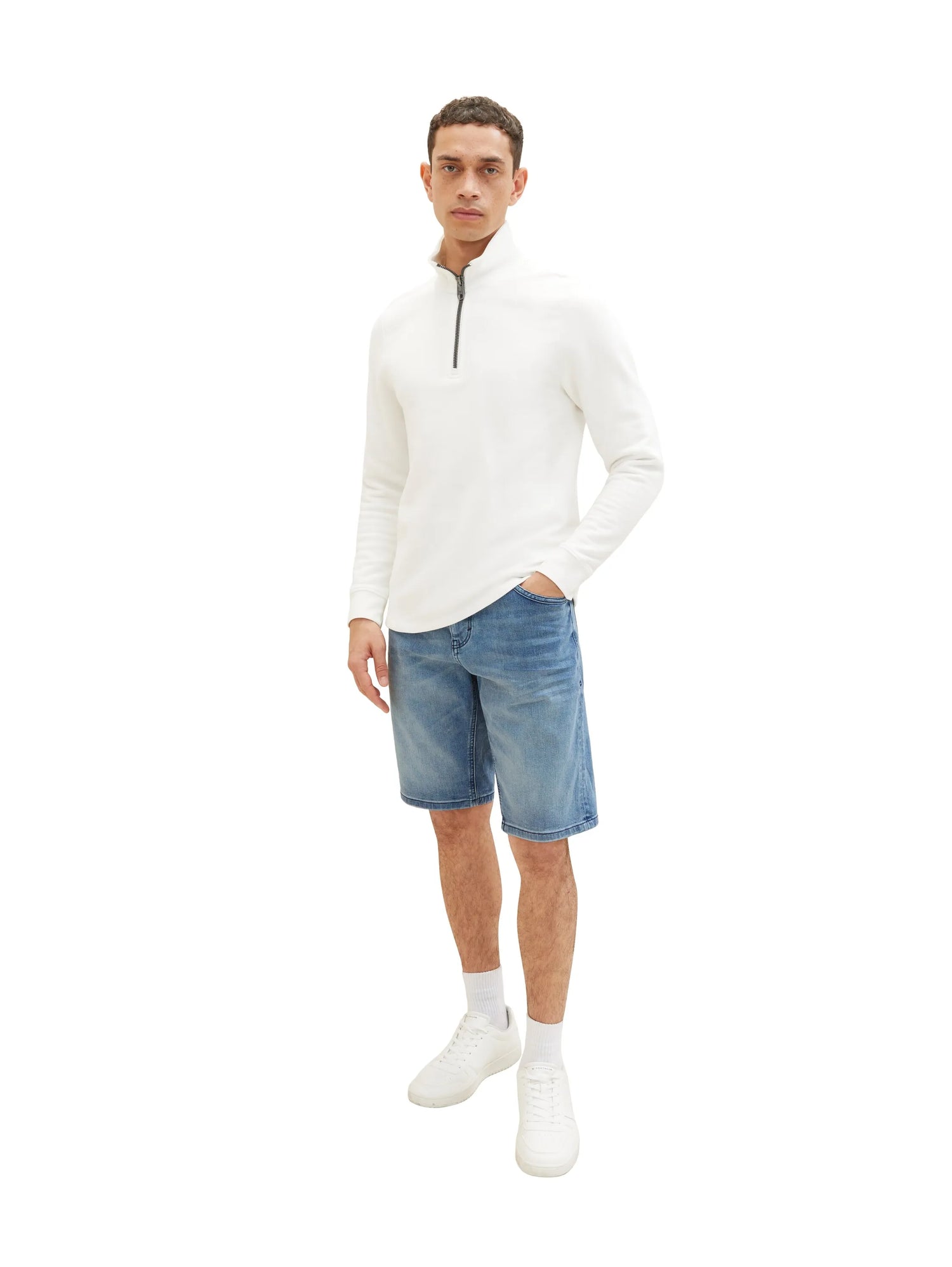 Tom Tailor Used Mid Stone Blue Denim Men Josh Denim Shorts SKU: 1035656_10119 Image 03