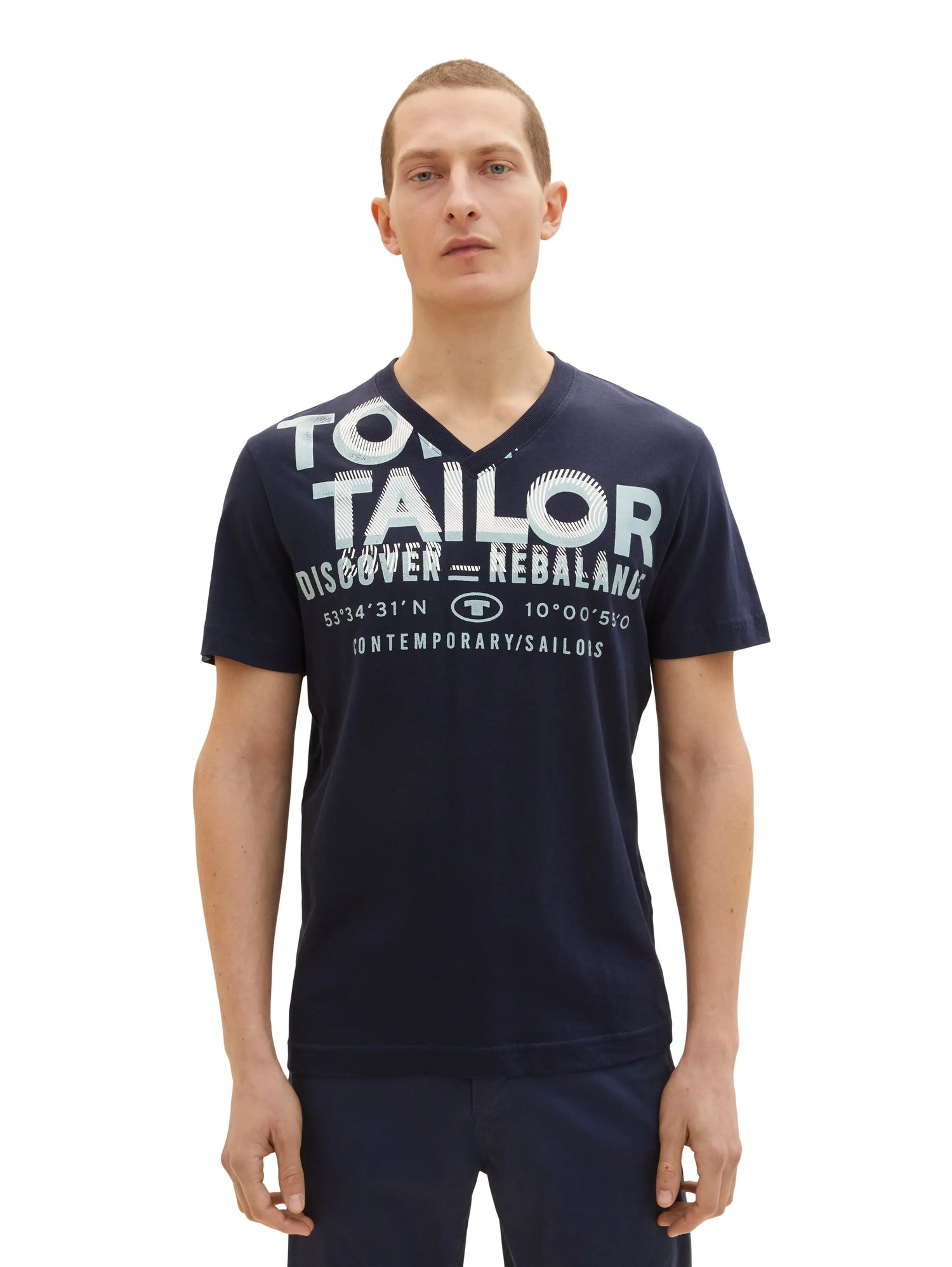 Tom Tailor Sky Captain Blue Men T-Shirt with a Logo Print SKU: 1035657_10668 Image 04