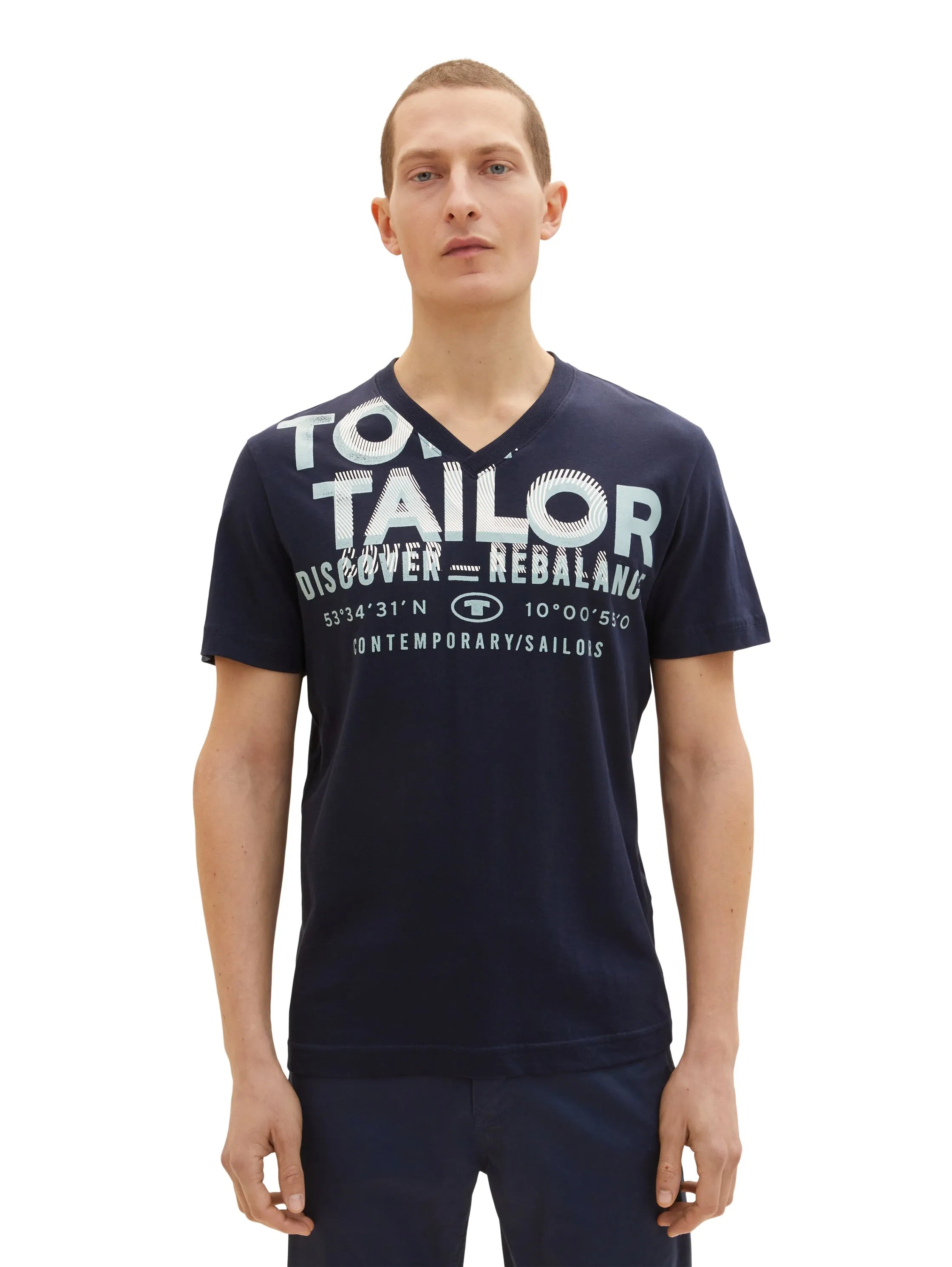 Tom Tailor Sky Captain Blue Men T-Shirt with a Logo Print SKU: 1035657_10668 Image 04