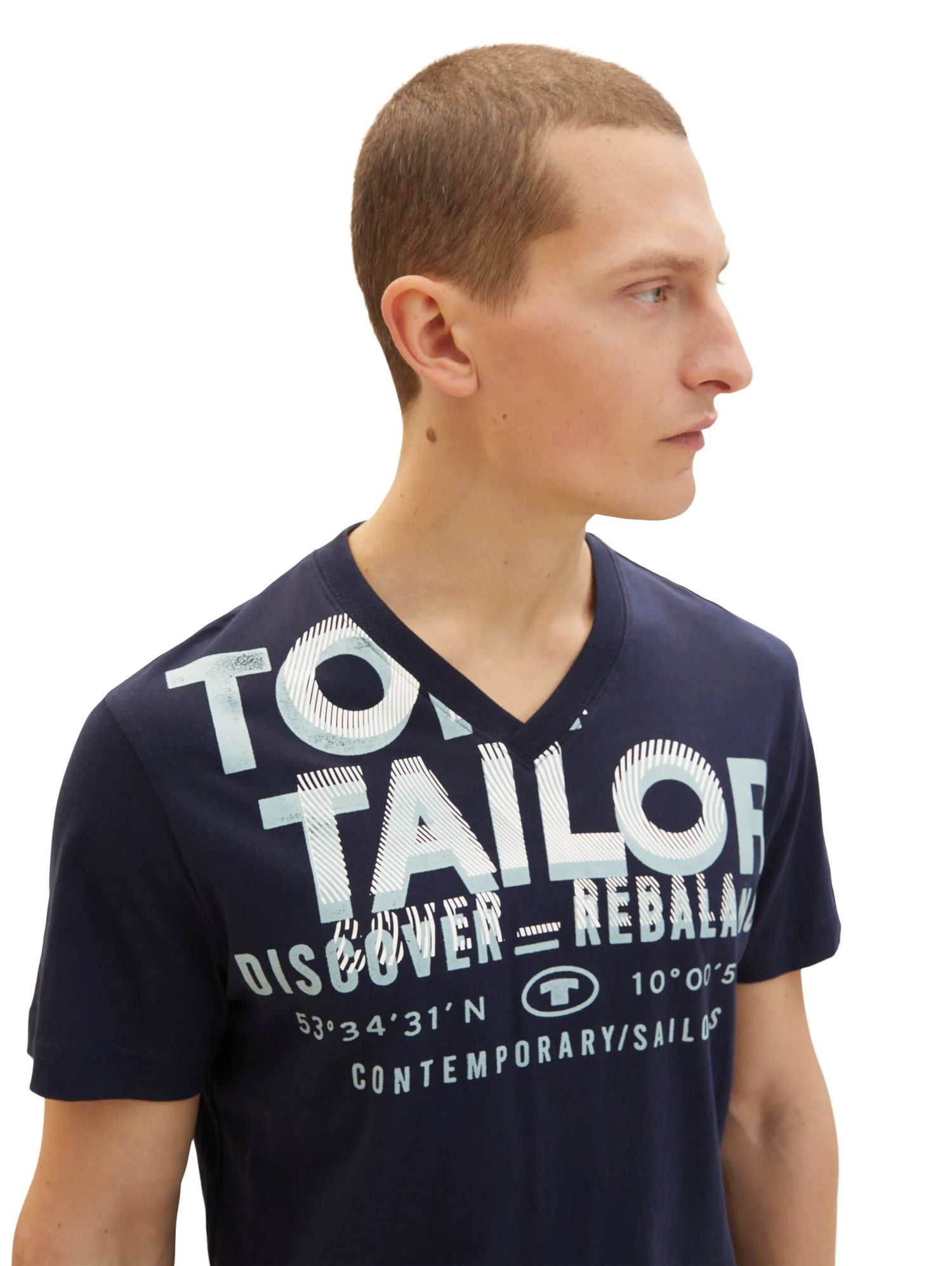 Tom Tailor Sky Captain Blue Men T-Shirt with a Logo Print SKU: 1035657_10668 Image 05