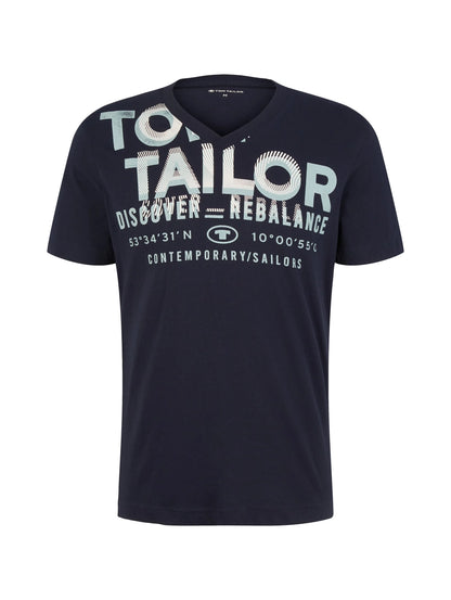 Tom Tailor Sky Captain Blue Men T-Shirt with a Logo Print SKU: 1035657_10668 Image 07