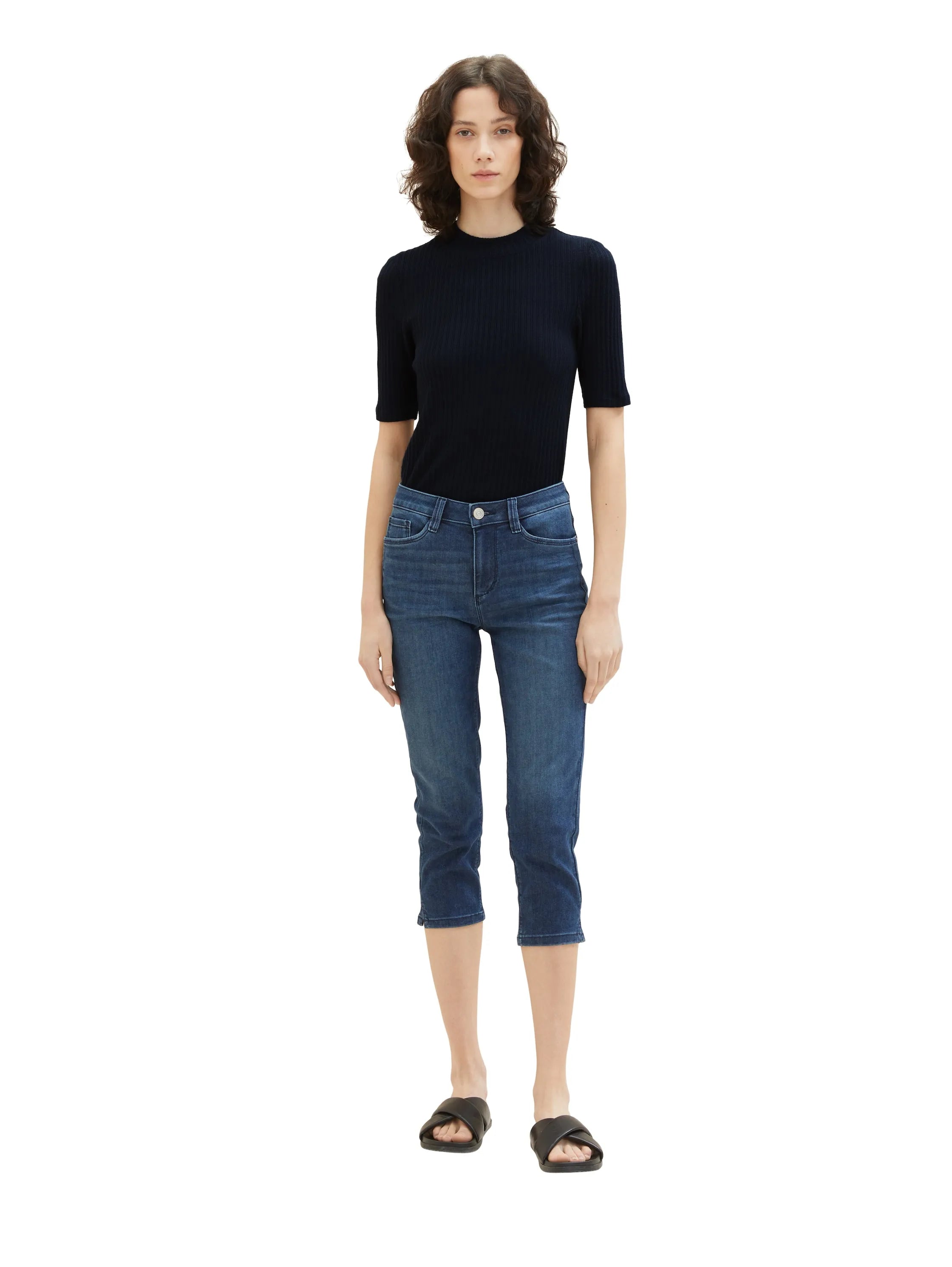 Tom Tailor Dark Stone Wash Denim Women Ttkate Capri SKU: 1035745_10282 Image 01
