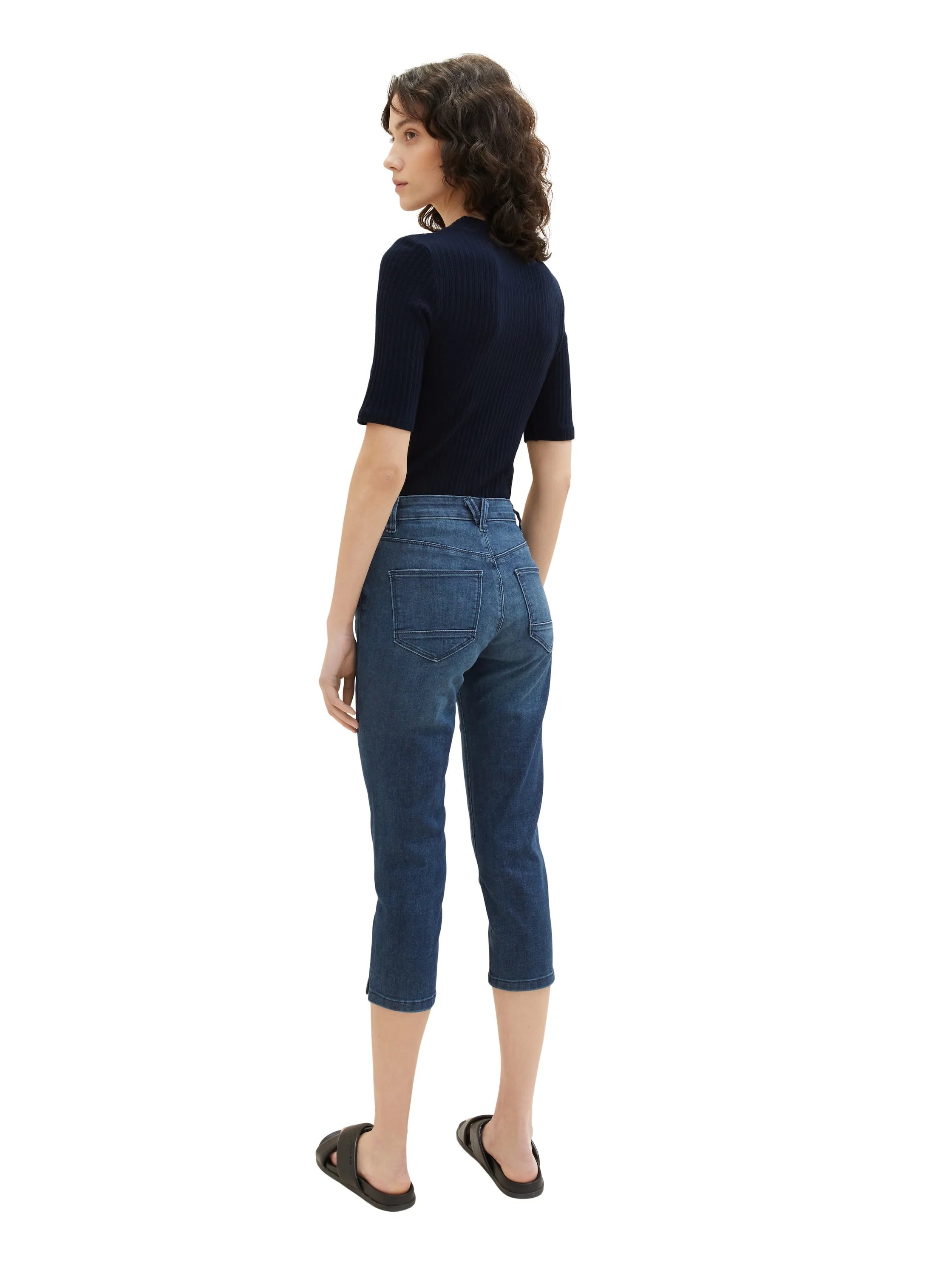 Tom Tailor Dark Stone Wash Denim Women Ttkate Capri SKU: 1035745_10282 Image 04