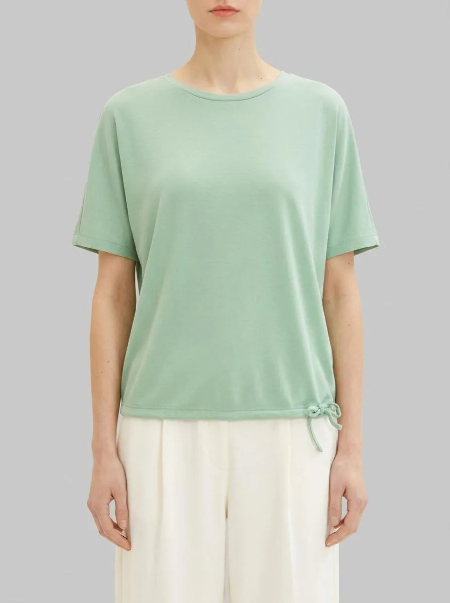 Tom Tailor Okra Green Women T-Shirt with Lacing SKU: 1035854_31034 Image 00
