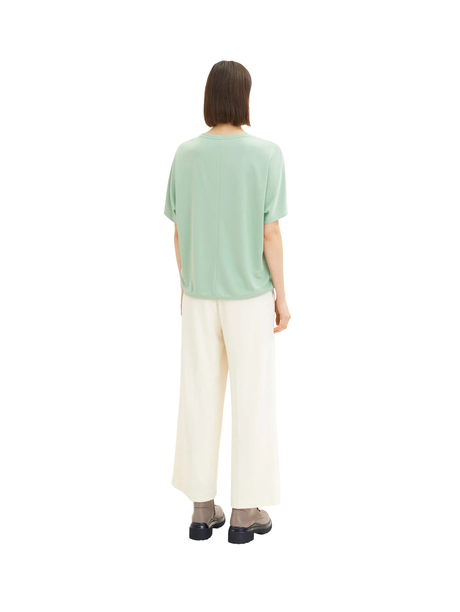 Tom Tailor Okra Green Women T-Shirt with Lacing SKU: 1035854_31034 Image 03