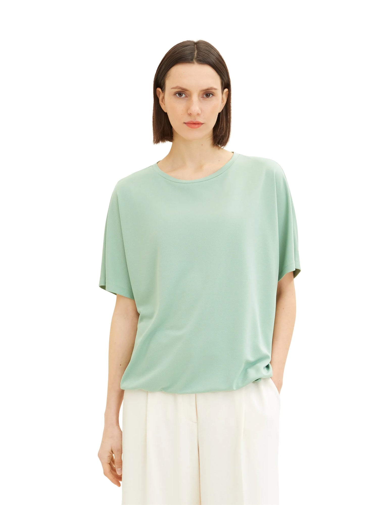 Tom Tailor Okra Green Women T-Shirt with Lacing SKU: 1035854_31034 Image 05