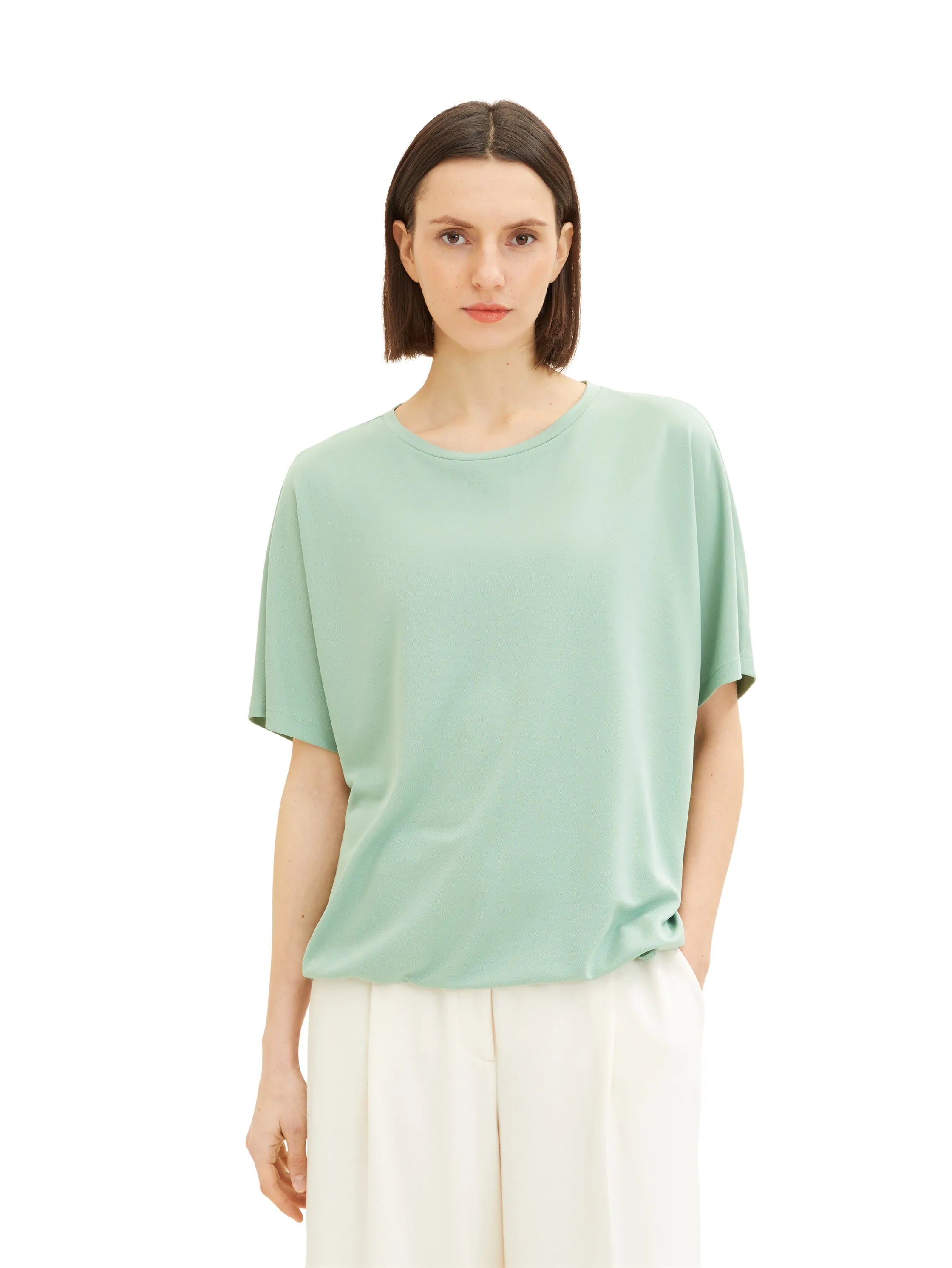 Tom Tailor Okra Green Women T-Shirt with Lacing SKU: 1035854_31034 Image 05