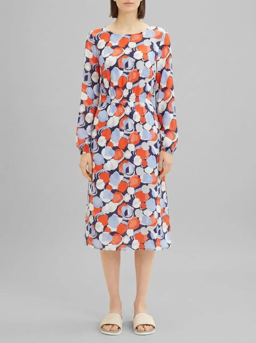 Tom Tailor Navy Flower Design Women Patterned Midi Dress SKU: 1035861_31116 Image 00
