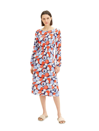 Tom Tailor Navy Flower Design Women Patterned Midi Dress SKU: 1035861_31116 Image 04