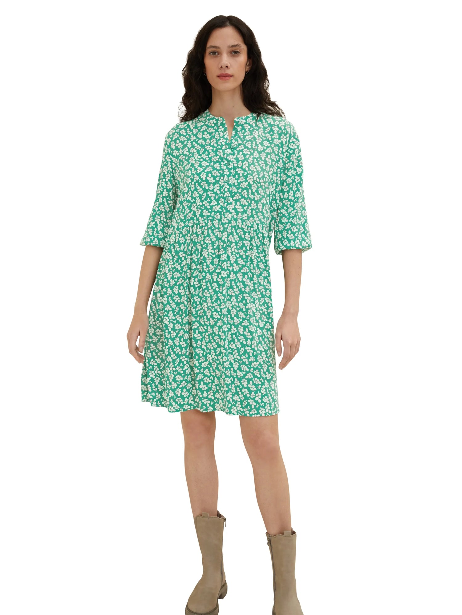 Tom Tailor Green Floral Design Women Dress with an All-Over Print SKU: 1035862_31117 Image 01