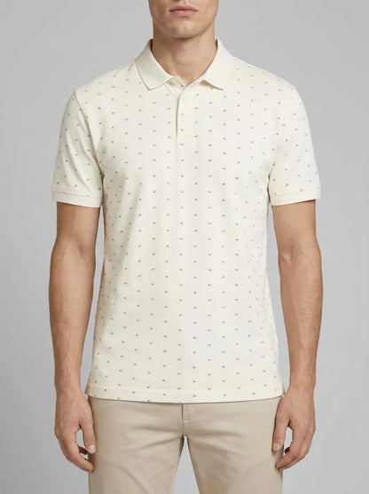 Denim Tom Tailor White Small Shapes Print Men Polo Shirt with an All-Over Print SKU: 1035863_31579 Image 00