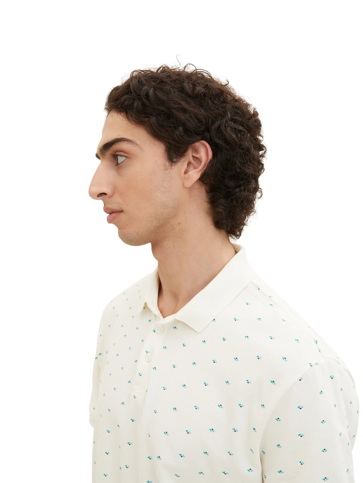 Denim Tom Tailor White Small Shapes Print Men Polo Shirt with an All-Over Print SKU: 1035863_31579 Image 05