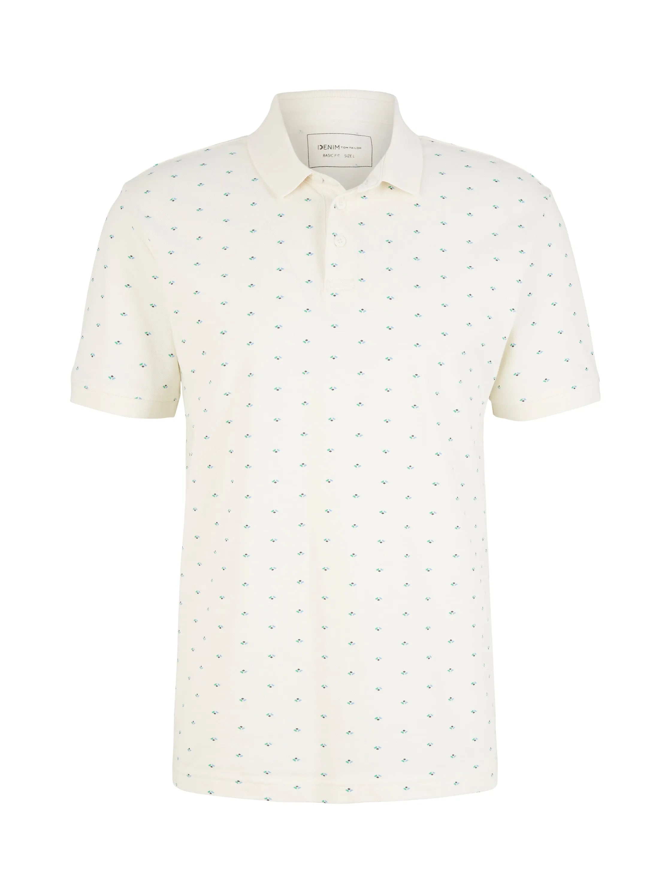 Denim Tom Tailor White Small Shapes Print Men Polo Shirt with an All-Over Print SKU: 1035863_31579 Image 07