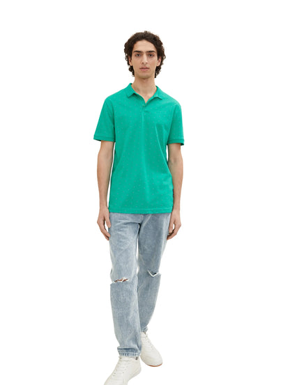 Denim Tom Tailor Green Small Shapes Print Men Polo Shirt with an All-Over Print SKU: 1035863_31581 Image 01
