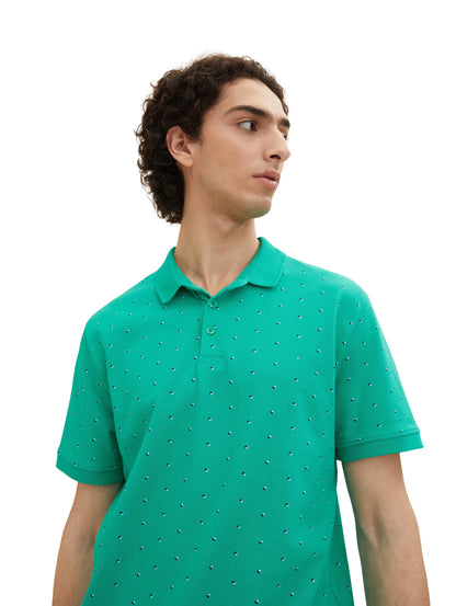 Denim Tom Tailor Green Small Shapes Print Men Polo Shirt with an All-Over Print SKU: 1035863_31581 Image 04