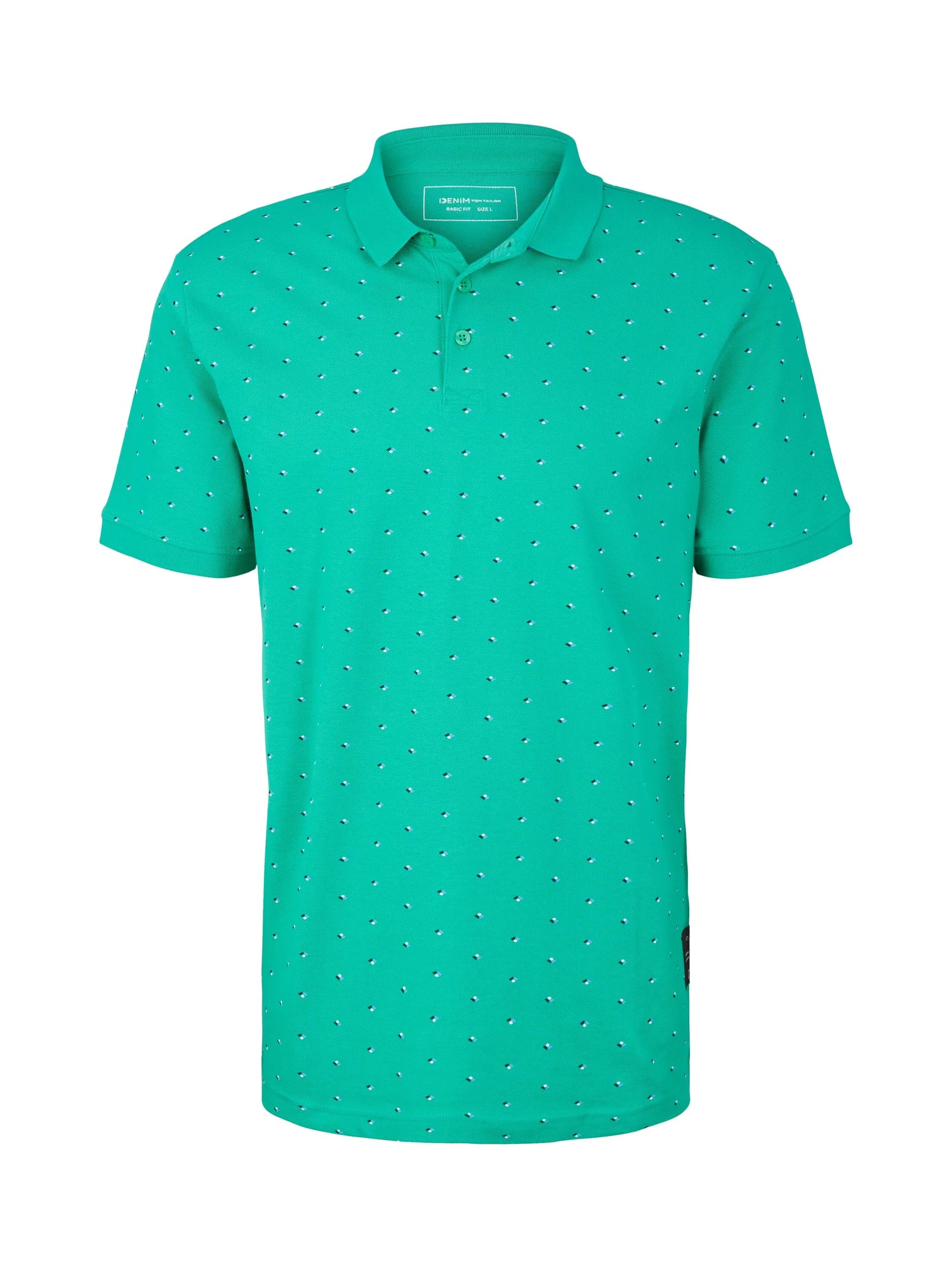 Denim Tom Tailor Green Small Shapes Print Men Polo Shirt with an All-Over Print SKU: 1035863_31581 Image 07