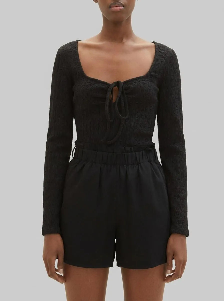 Denim Tom Tailor Deep Black Women Textured Long-Sleeved Shirt SKU: 1035870_14482 Image 00