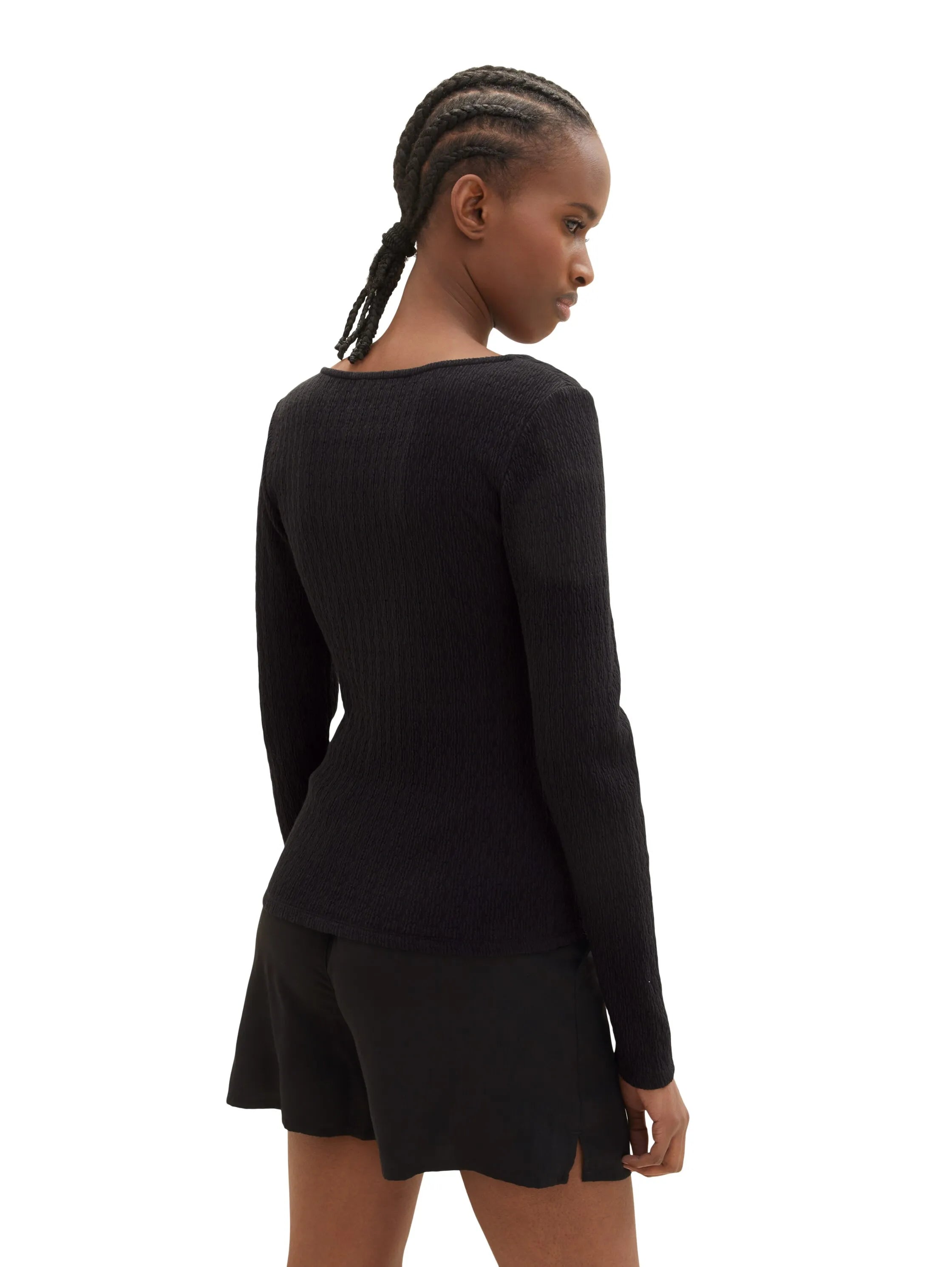 Denim Tom Tailor Deep Black Women Textured Long-Sleeved Shirt SKU: 1035870_14482 Image 03
