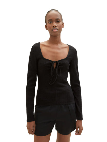 Denim Tom Tailor Deep Black Women Textured Long-Sleeved Shirt SKU: 1035870_14482 Image 05