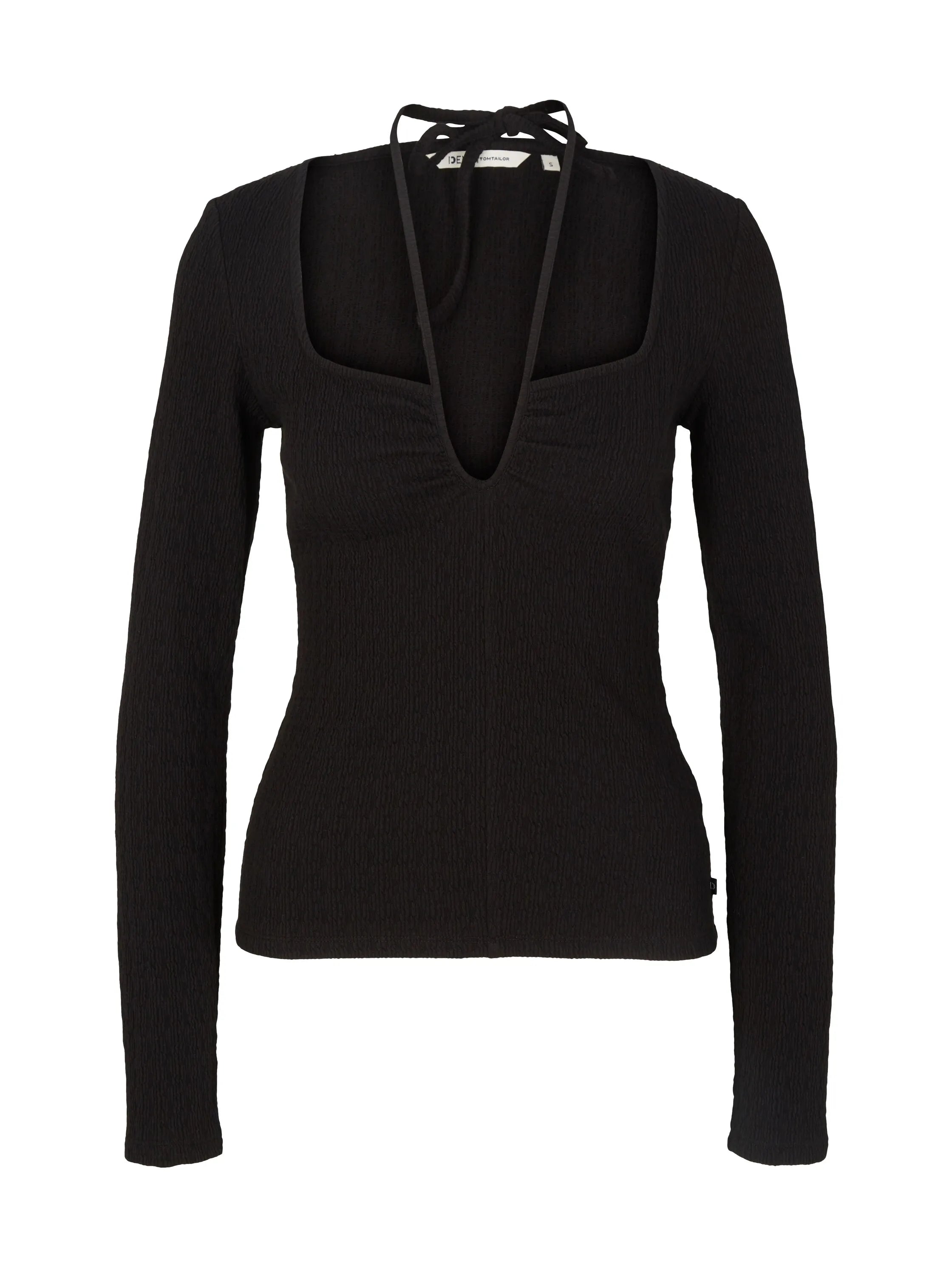 Denim Tom Tailor Deep Black Women Textured Long-Sleeved Shirt SKU: 1035870_14482 Image 07