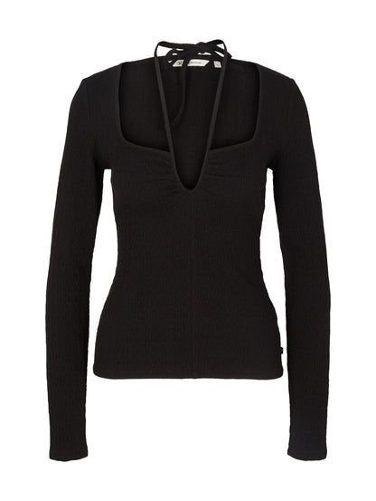 Denim Tom Tailor Deep Black Women Textured Long-Sleeved Shirt SKU: 1035870_14482 Image 07