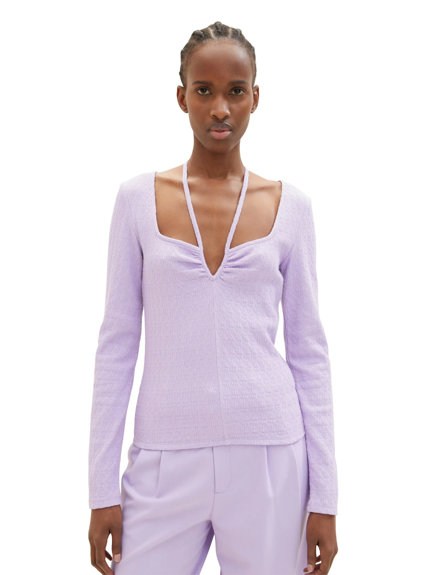 Denim Tom Tailor Lilac Vibe Women Textured Long-Sleeved Shirt SKU: 1035870_31042 Image 04