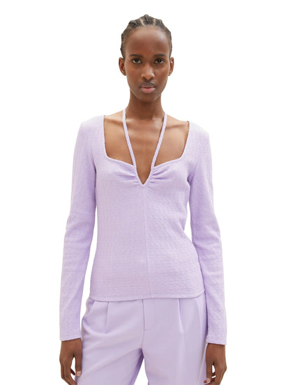 Denim Tom Tailor Lilac Vibe Women Textured Long-Sleeved Shirt SKU: 1035870_31042 Image 04